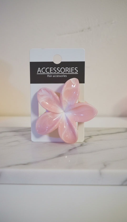 Pince Cheveux Fleur Rose & Blanche